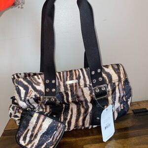 Franco Sarto 2 PC Handbags Zebra Print Purse Bag NWT